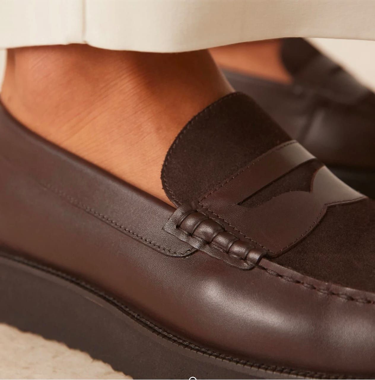 Loafers In Brown Leather &amp; Suede Mix