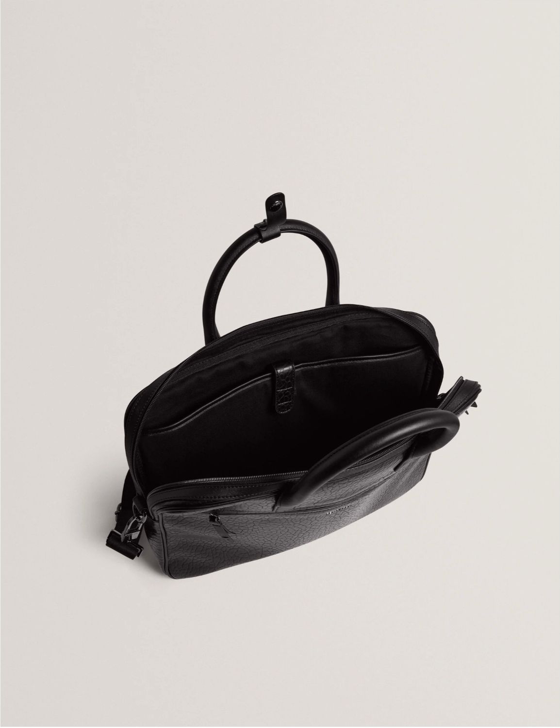 Ted Baker PEDRRO Black 15-Inch Pebbled Faux Leather Laptop Bag.