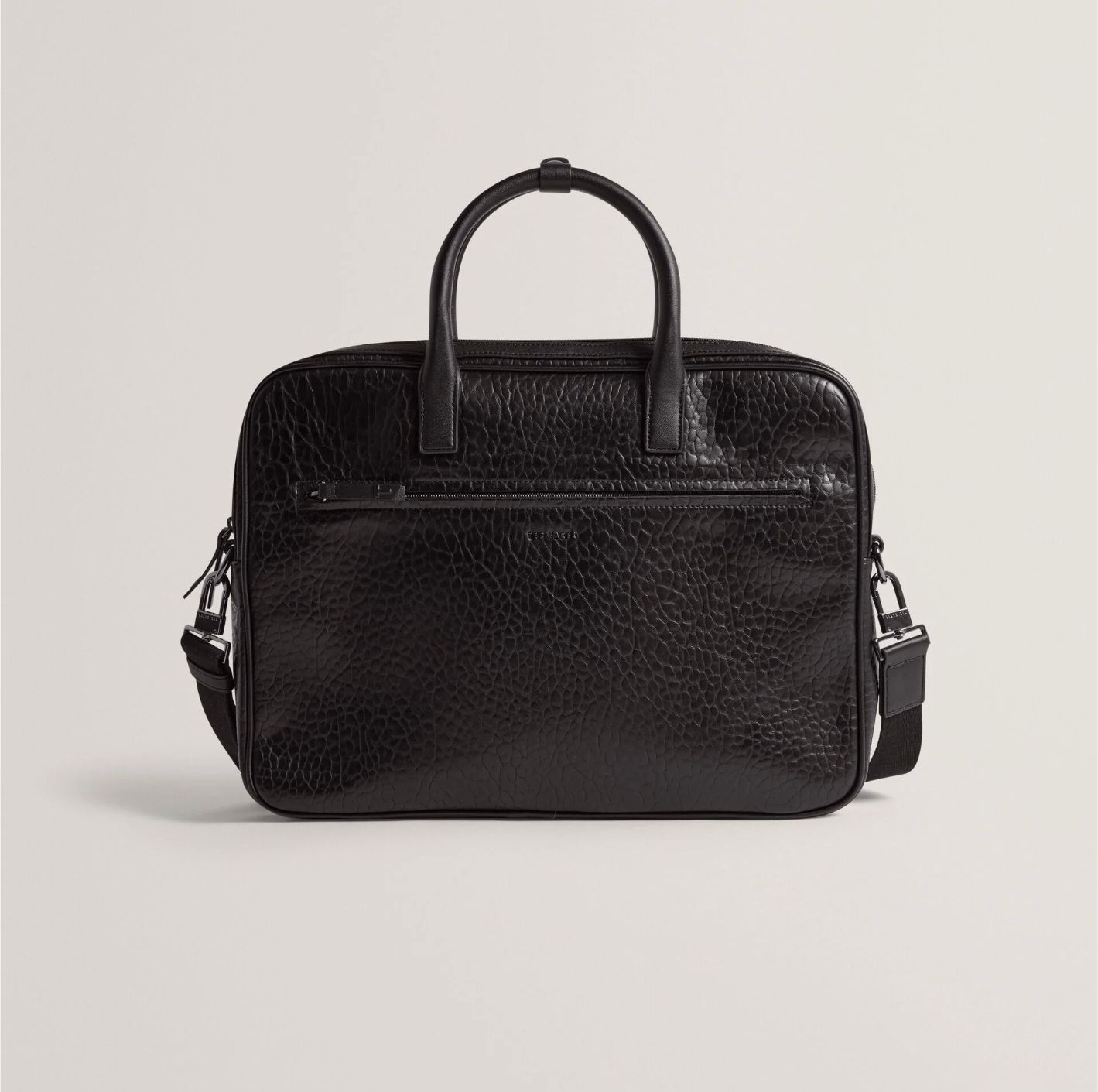 Ted Baker PEDRRO Black 15-Inch Pebbled Faux Leather Laptop Bag.