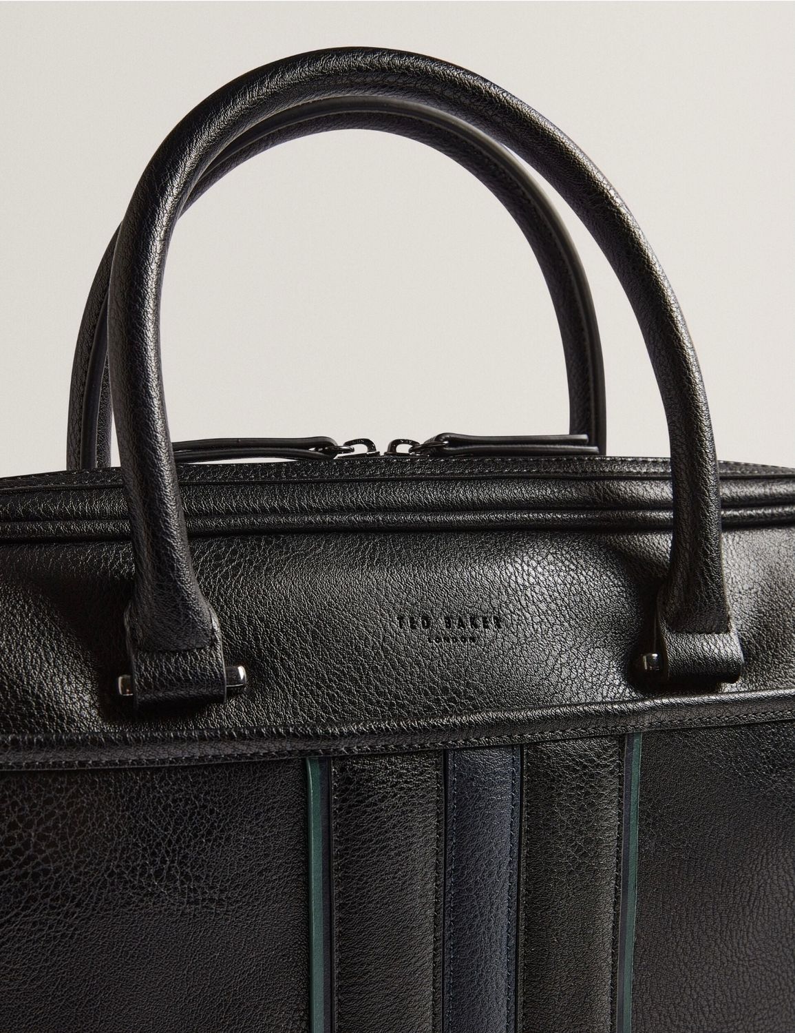 Ted Baker Black Faux Leather Striped Panel Laptop Bag
