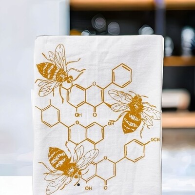 Honey chemistry cotton kitchen towel by The Coin Laundry
