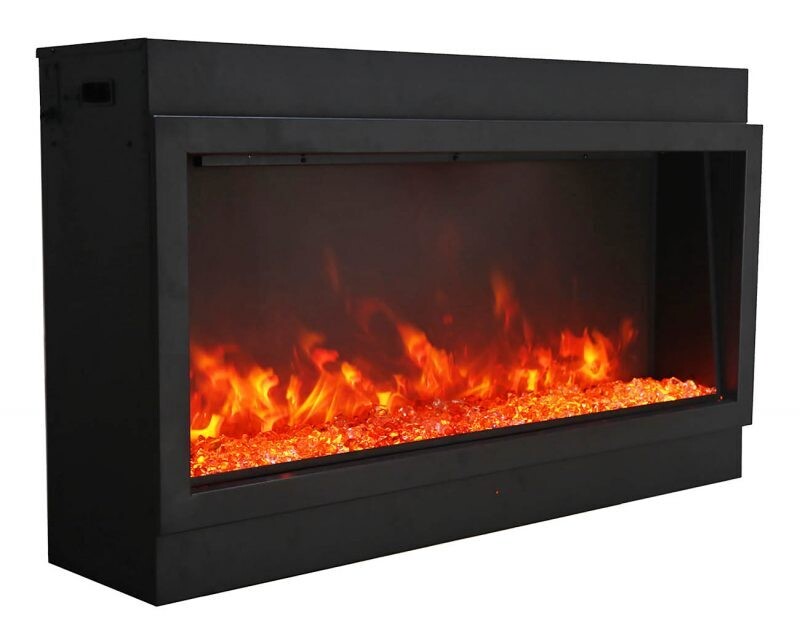 Amantii Smart Indoor or Outdoor Built-in only Electric Fireplace with Black Steel Surround, 40