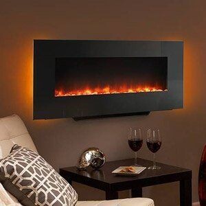 SIMPLIFIRE 38" Wall Mount, Free Standing Metal Linear Electric Fireplace - Black