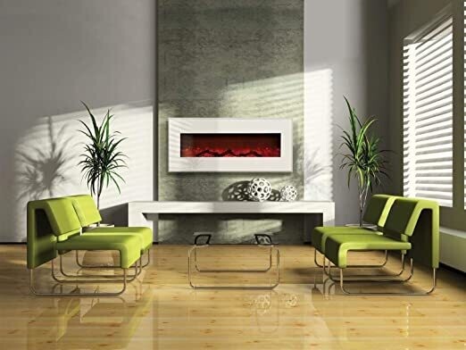 Amantii 43" Wall Mount or Built In Electric Fireplace - Gallery White Steel Surround
