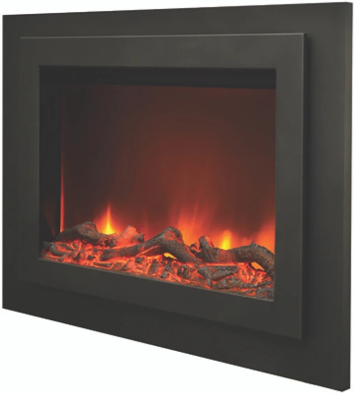 Sierra Flame 38" Zero Clearance Electric Fireplace with Black Steel Surround & Overlay