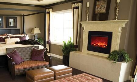 Amantii Fire & Ice Series 26" Zero Clearance Flush Mount Fireplace with Black Glass Surround