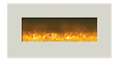 Amantii 34'' Wall Mount or Built in Electric Fireplace White Glass Surround