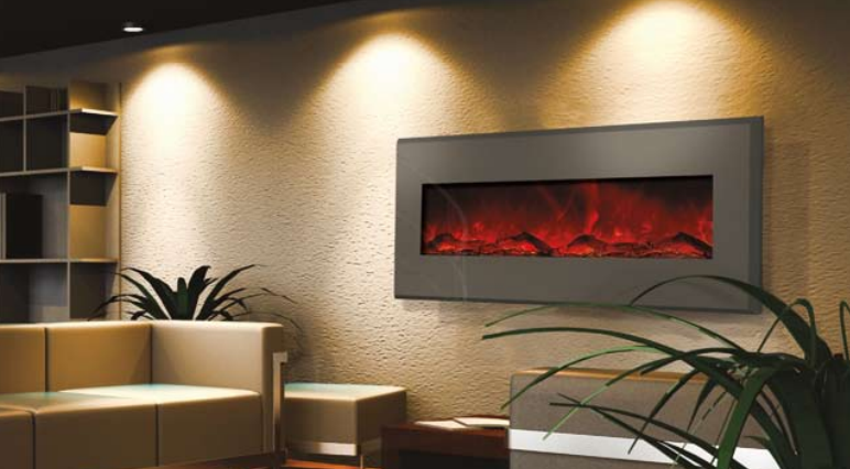 Amantii 43" Wall Mount or Built In Electric Fireplace -  Architects Grey Steel Surround