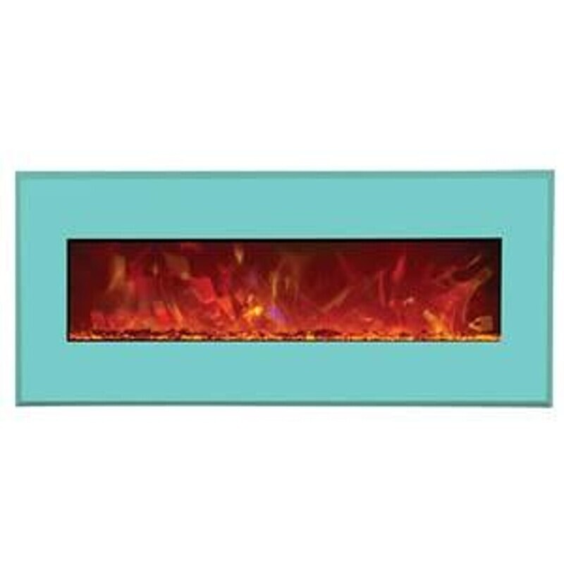 Amantii 43" Wall Mount or Built In Electric Fireplace - Coastal Blue Steel Surround