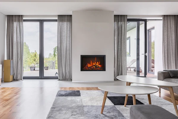 Amantii 38" Wall Mounted Black Glass Electric Fireplace