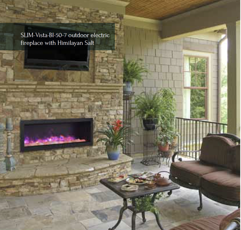 Amantii Vista Series 50" Slim Indoor or Outdoor Electric Fireplace- Built-in only with Black Steel Surround