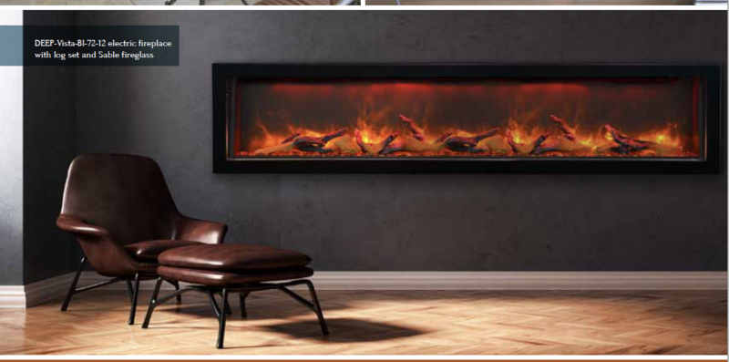 Amantii Vista Series 72" Deep Indoor or Outdoor Electric Fireplace- Built-in only with Black Steel Surround