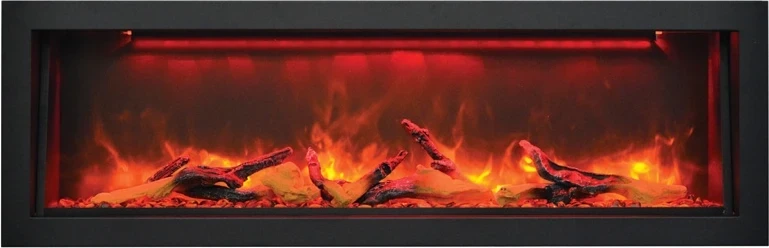 Amantii Vista Series 72" Slim Indoor or Outdoor Electric Fireplace- Built-in only with Black Steel Surround
