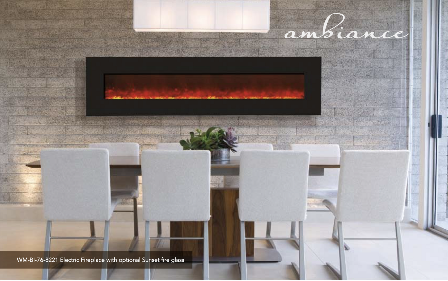 Amantii 76" Electric Fireplace with Black Glass Surround, Log Set and Fire Glass
