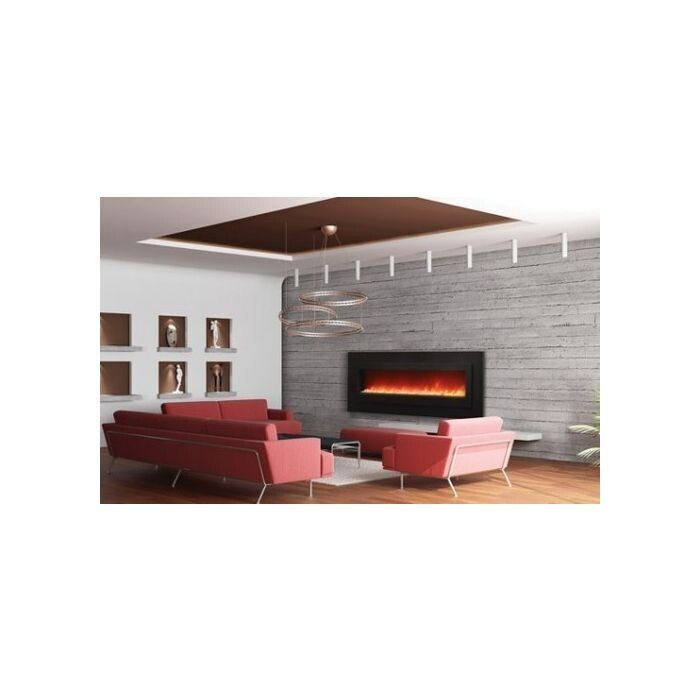 Sierra Flame Wall or Flush Mount 48" Electric Fireplace Black Steel surround and Overlay