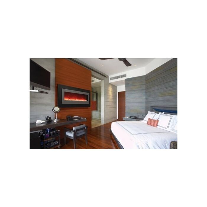 Sierra Flame 40" Wall or Flush Mount Electric Fireplace with Black Steel Surround and Overlay