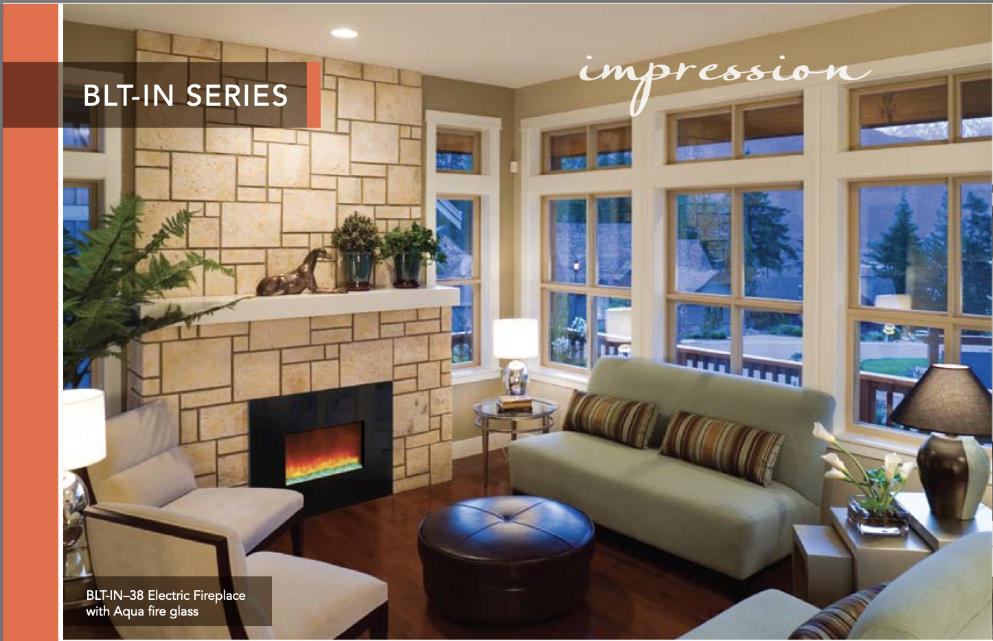 Amantii 38" Built-in Electric Fireplace with Black Glass Surround