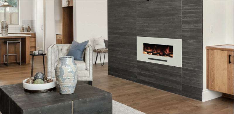 Amantii 48" Flush or Wall Mount Electric Fireplace with White Glass Surround