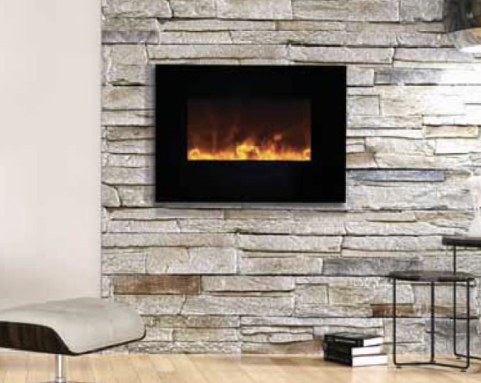 Amantii 26" Wall Mount or Built In Electric Fireplace with Black Glass Surround