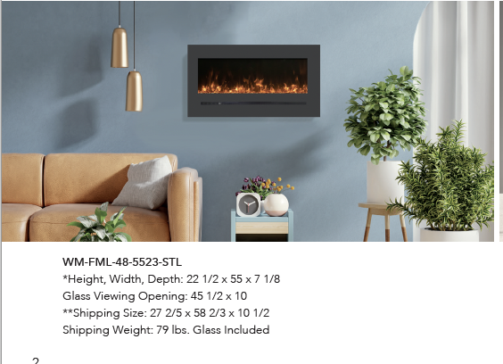 Sierra Flame 48" Electric Fireplace with Steel Surround & Glass Media