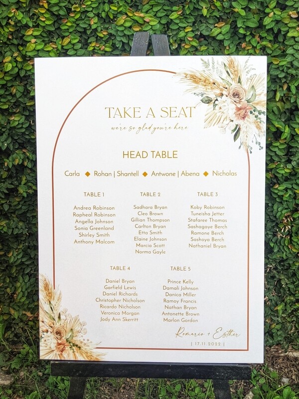 Foamcore Seating Chart and Signs