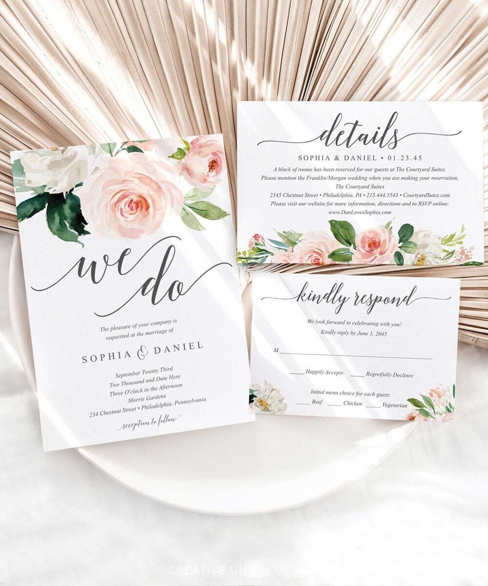 Cardstock Wedding Invitation Suite