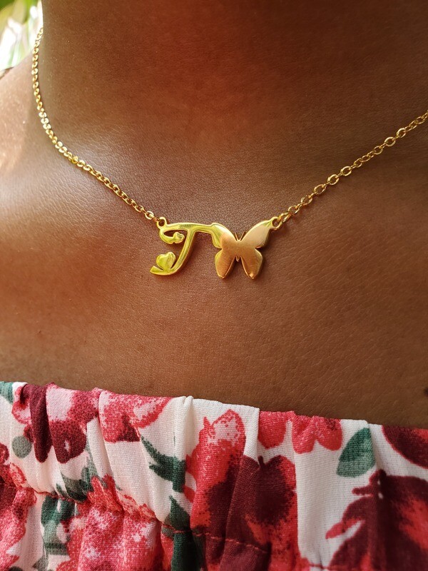 Butterfly Initial Necklace