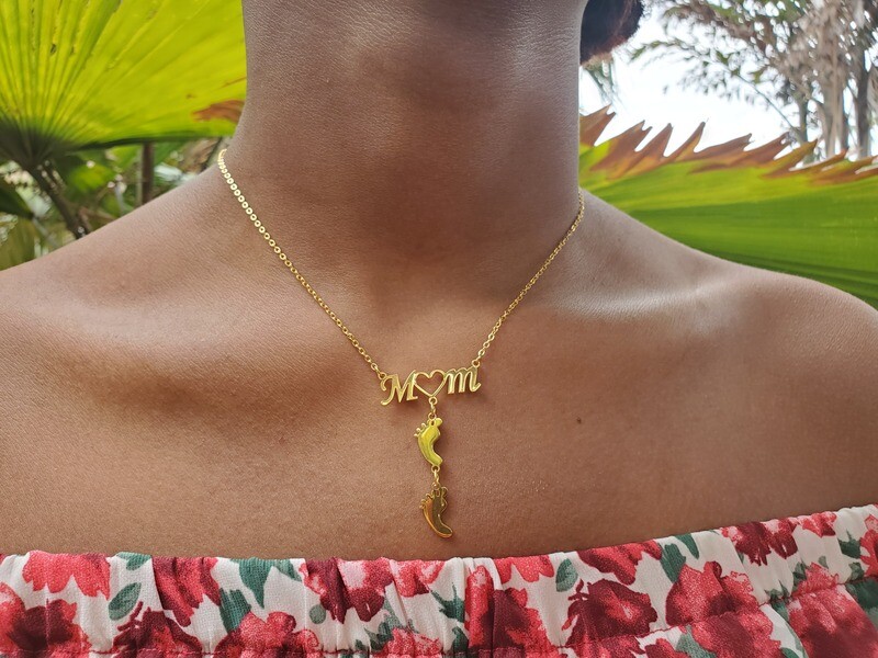 Mom Feet Charm Necklace