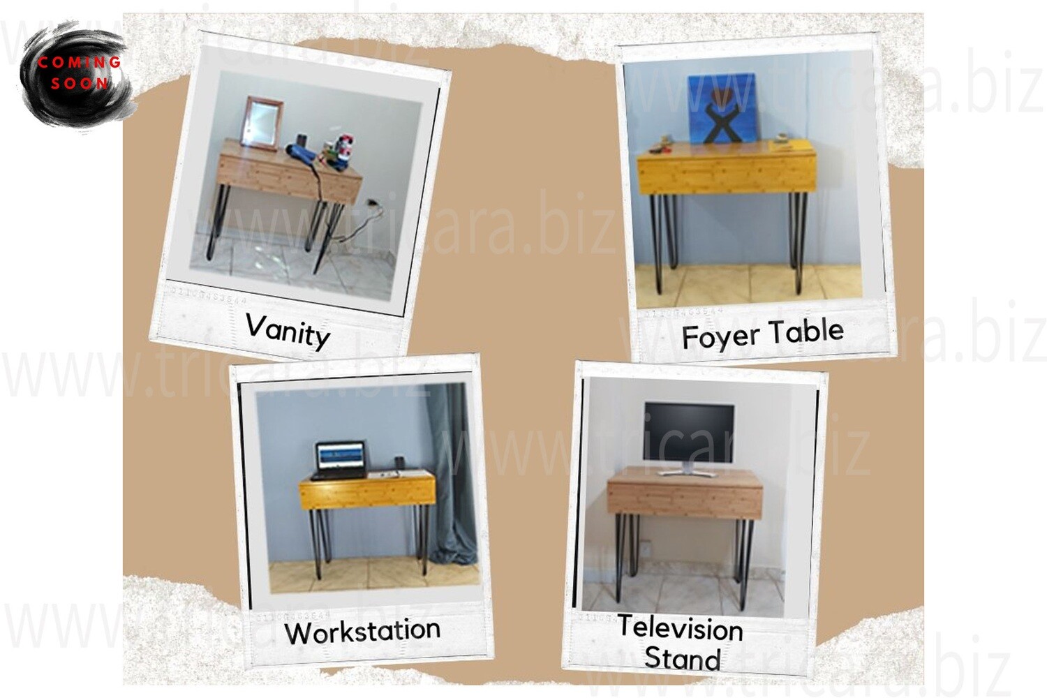 Mid Century Modern Multi- Purposed Minimalist Desk, With Phone/Tablet Holder and Hair Pin Legs - COMING SOON