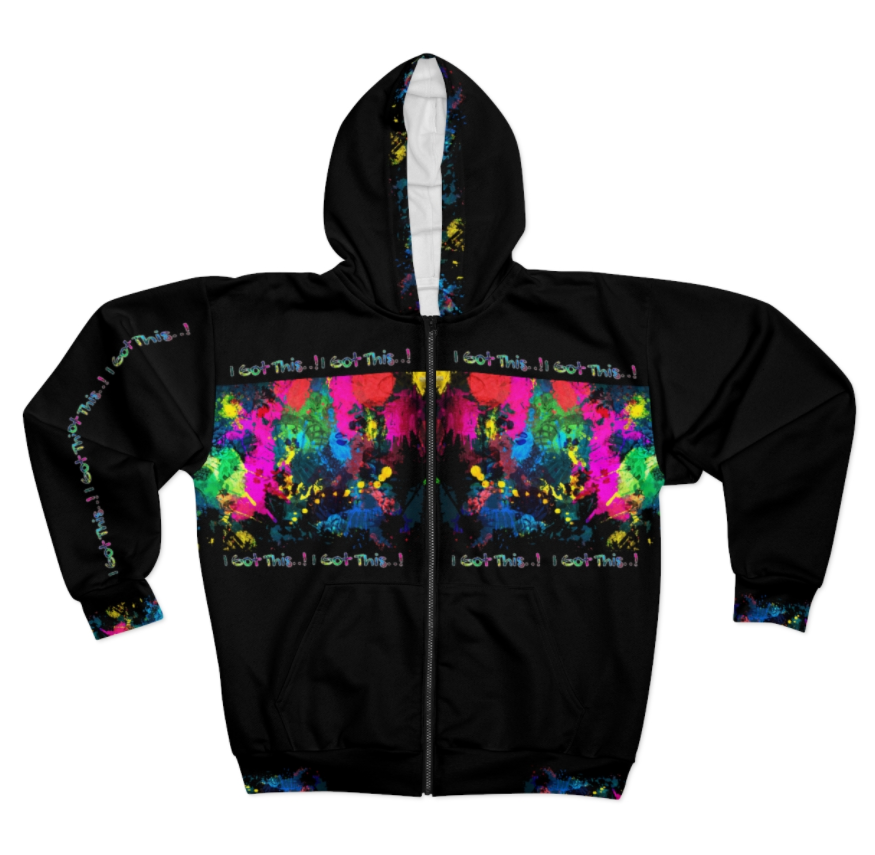 AOP Unisex Zip Hoodie-Black