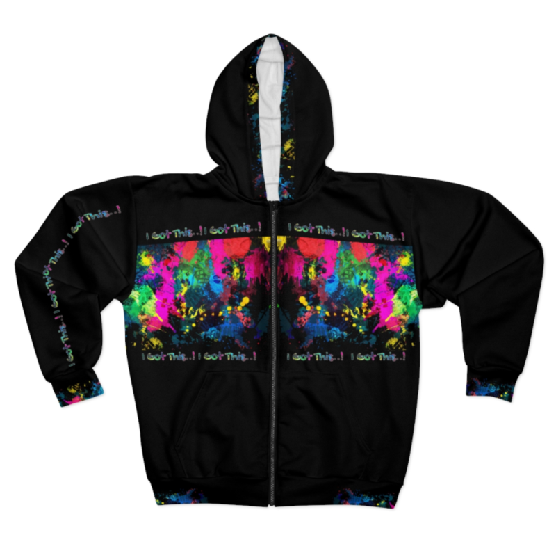 AOP Unisex Zip Hoodie-Black