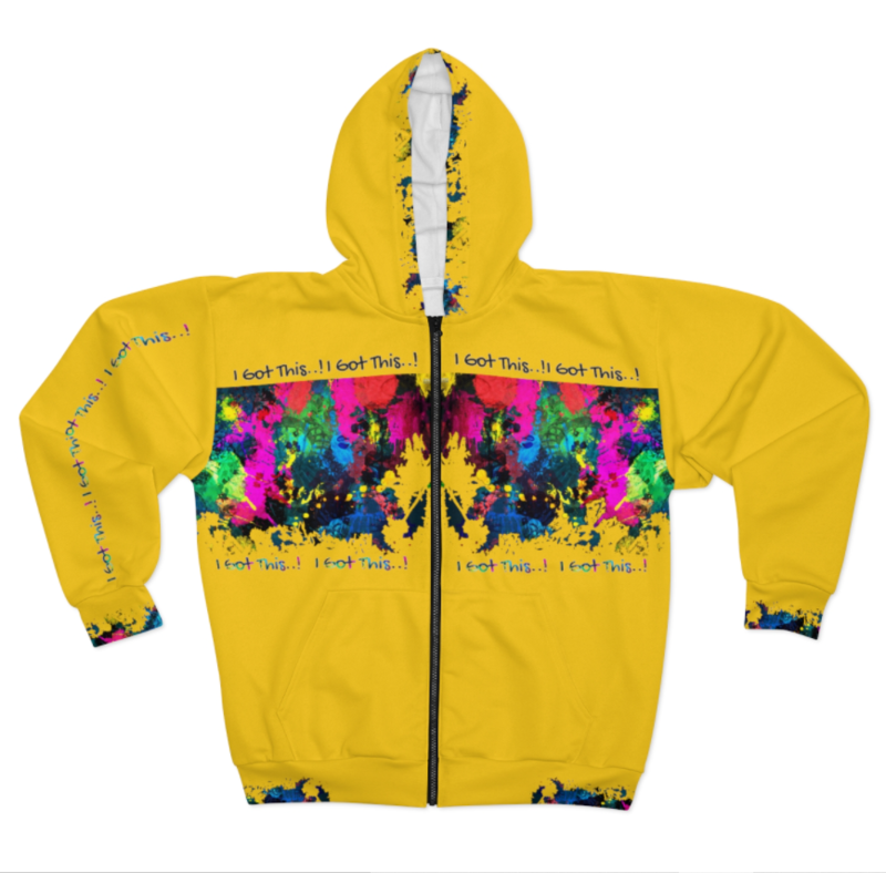 AOP Unisex Zip Hoodie-Yellow