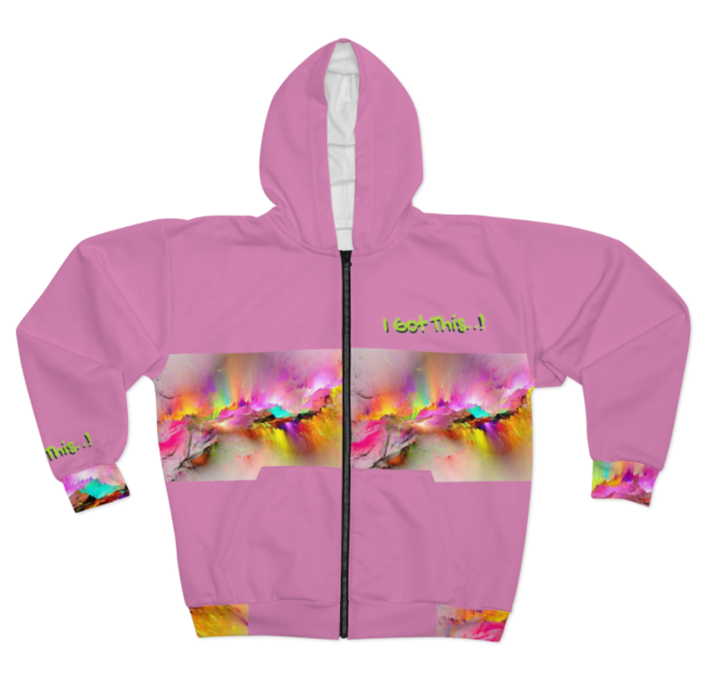 AOP Unisex Zip Hoodie-Pink