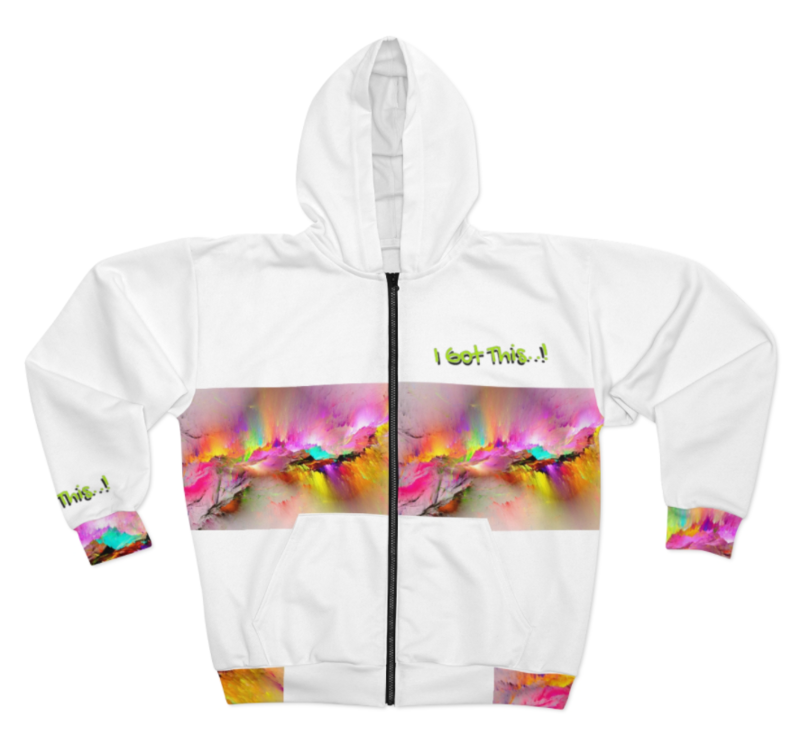AOP Unisex Zip Hoodie-Pink&amp;White