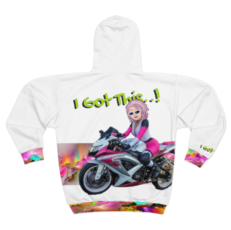 AOP Unisex Zip Hoodie-Pink&amp;White