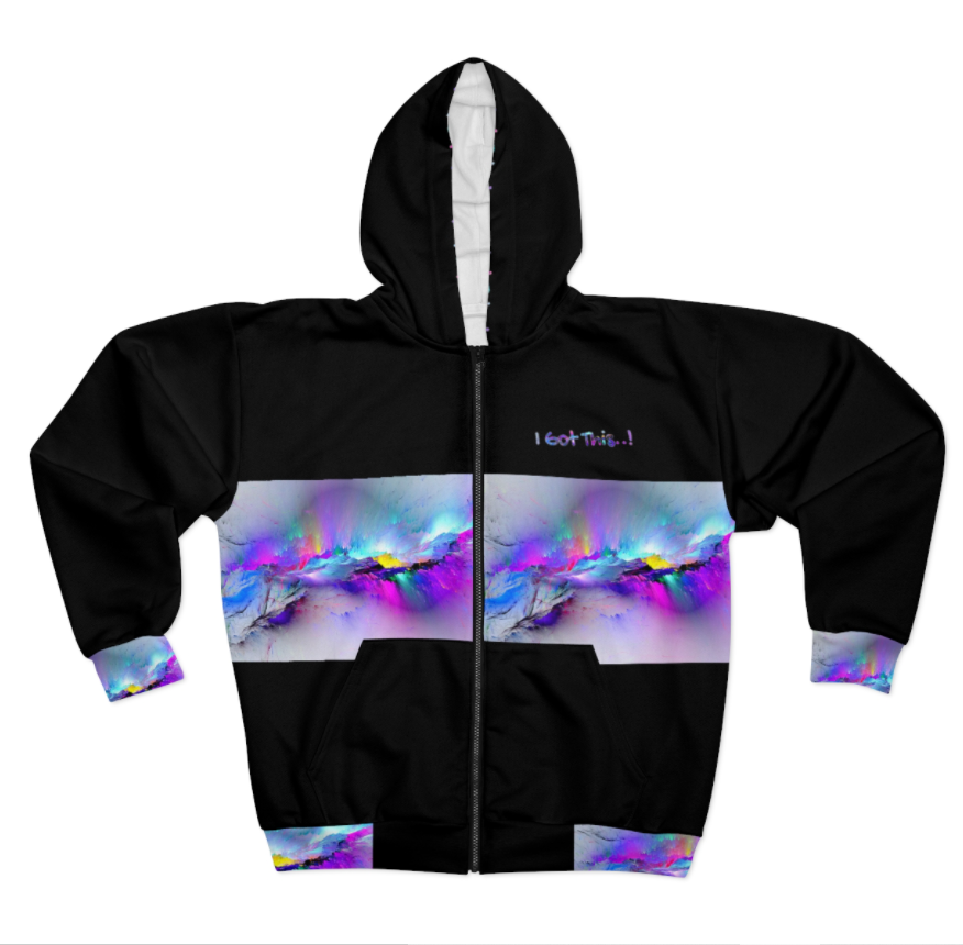 AOP Unisex Zip Hoodie-BLACK