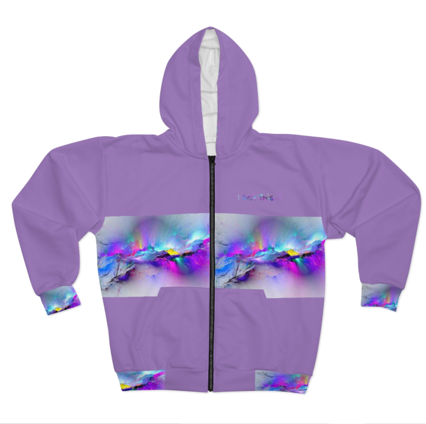 AOP Unisex Zip Hoodie-LIGHT PURPLE