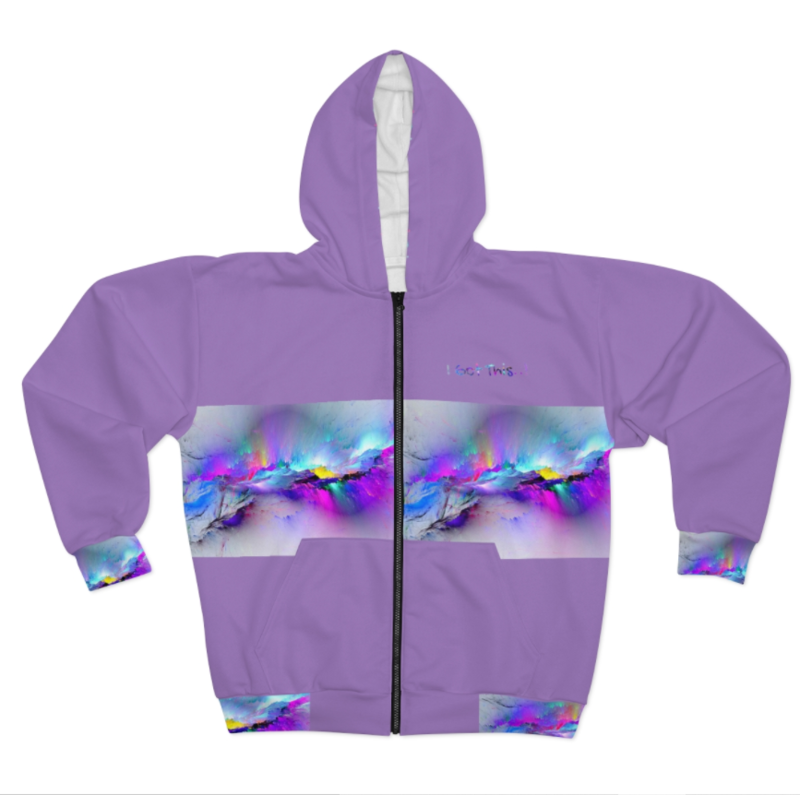 AOP Unisex Zip Hoodie-LIGHT PURPLE
