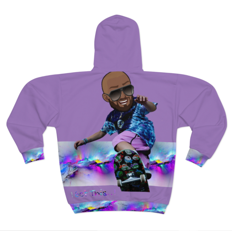 AOP Unisex Zip Hoodie-LIGHT PURPLE