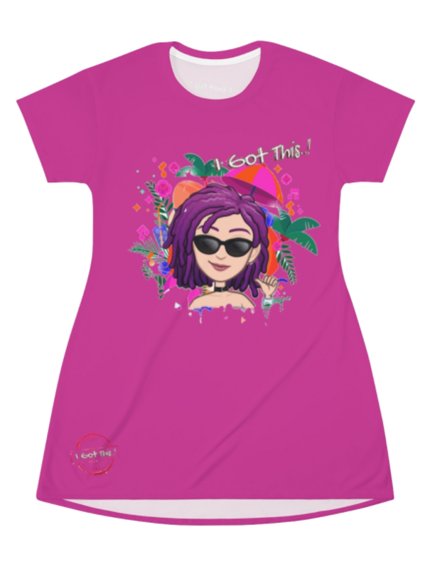 All Over Print T-Shirt Dress PINK