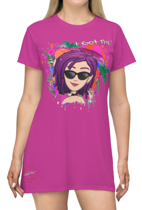All Over Print T-Shirt Dress PINK