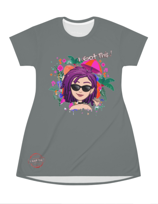 All Over Print T-Shirt Dress GRAY