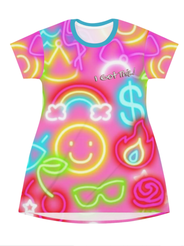 All Over Print T-Shirt Dress - Fragrance SUMMER NEON 2