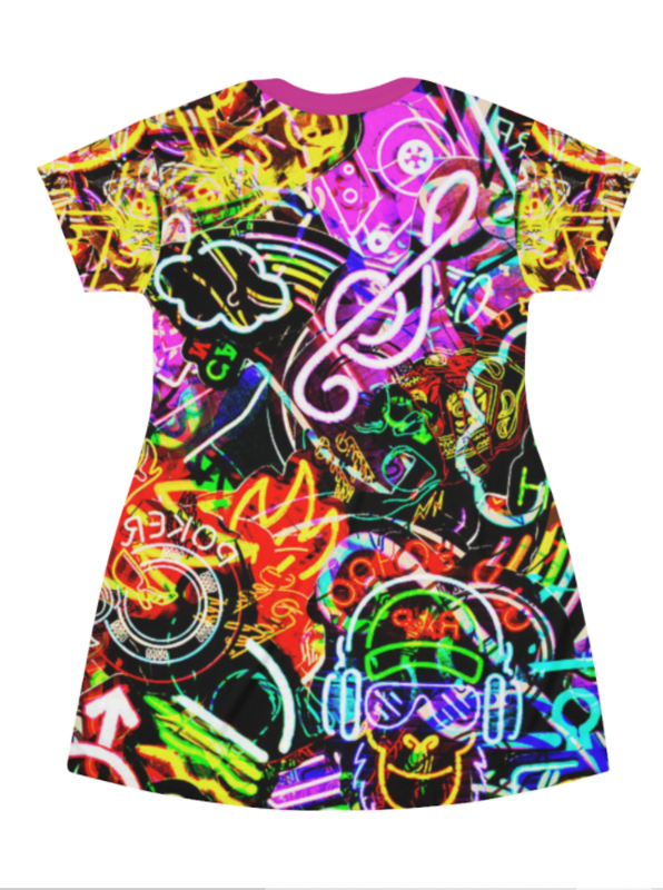 All Over Print T-Shirt Dress - Fragrance SUMMER NEON 1