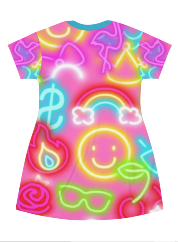 All Over Print T-Shirt Dress - Fragrance SUMMER NEON 2