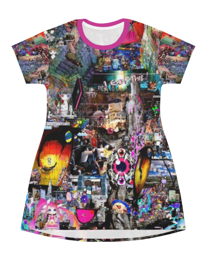 All Over Print T-Shirt Dress - Purple Maze