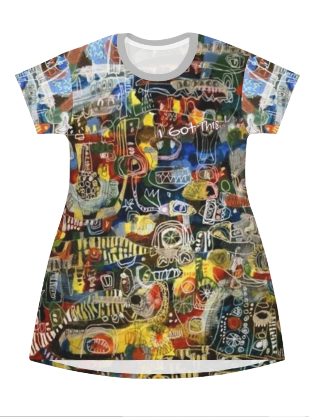 All Over Print T-Shirt Dress - Yellow