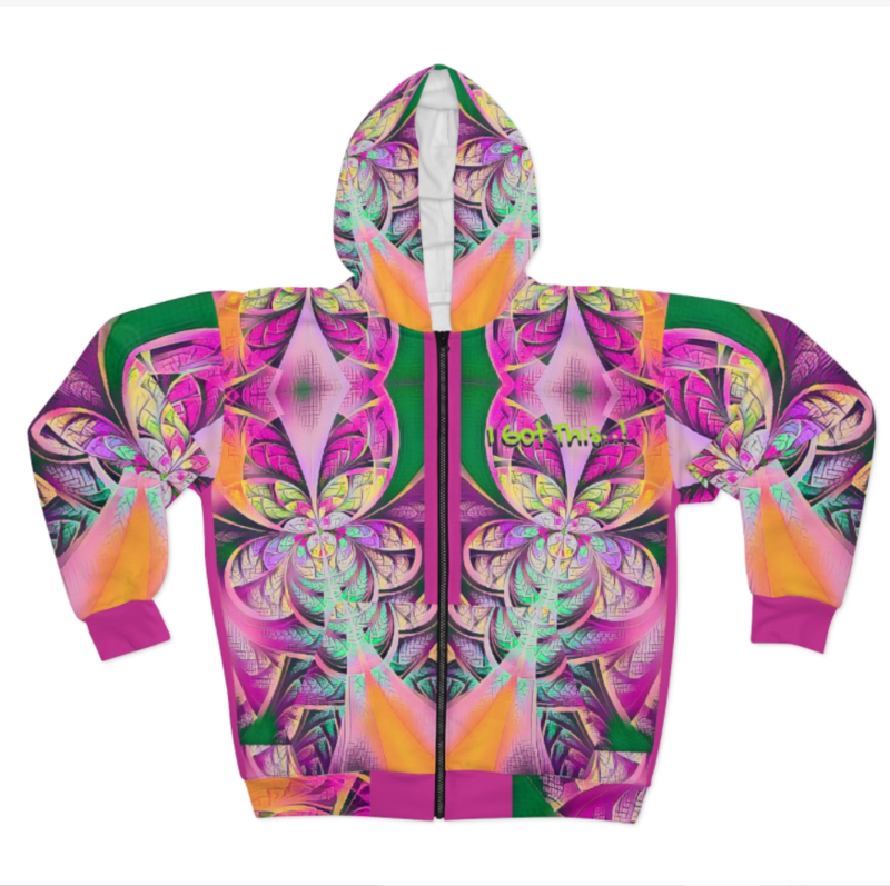 AOP Unisex Zip Hoodie-Pink Camo