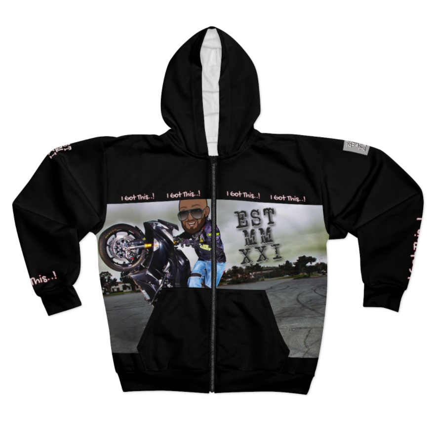 AOP Unisex Zip Hoodie-MMXXI BLACK