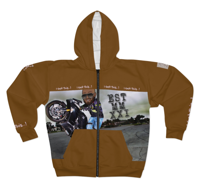 AOP Unisex Zip Hoodie-MMXXI BROWN